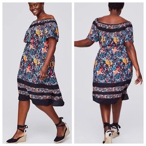 Loft Plus Flower Bed Off The Shoulder Dress